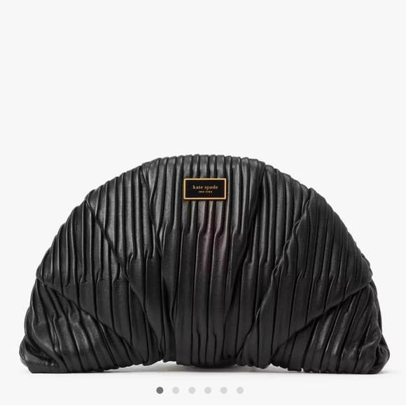 Kate Spade Patisserie Pleated 3d Croissant Clutch, Black - Picture 1 of 6